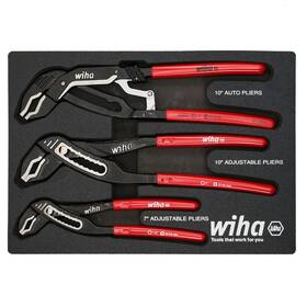 Wiha 084705346908 34690 3 Piece Classic Grip V-jaw Tongue And Groove Pliers Tray Set