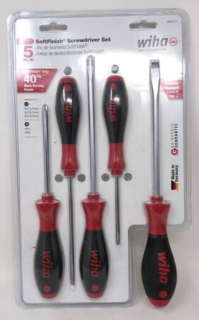 30273 Wiha Softfinish Slotted And Phillips Screwdriver Set 5 Piece - New