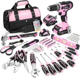 003366 Workpro 157pc Pink/grey Hand Tool Set 20v Cordless Drill Driver Home Kit Us
