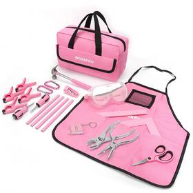 009070 Workpro 23 Pieces Pink Kid Tool Kit Home Diy Woodworking Practice Real Hand