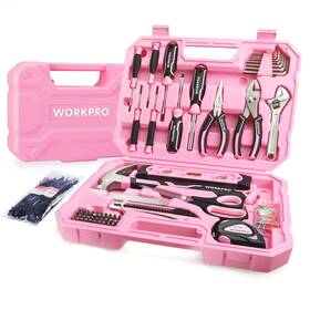Workpro 820909690894 Pink Tool Box 258pcs Kit For Home Complete Household S