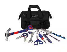 90435 Workpro 51-piece Homeowner S Tool Set With Carry Bag Diy Repair Kit Workshop