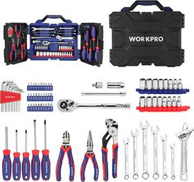 W009108ae Workpro 87 Piece Household Hand Tool Kit General Auto Repair Set With Pliers Scre