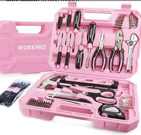 W009136a Workpro 52-piece Household Tool Set With Pink Storage Case Ideal For Women New