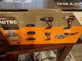 Wx918l Worx Nitro 20v Brushless 4 Piece Combo Kit Drill Driver Comp Circ Saw Job Light