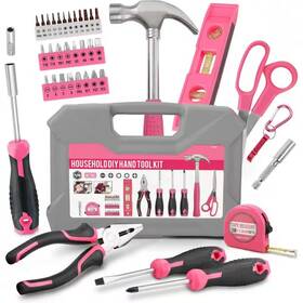 Wrightmaster 744110466478 40-piece Pink Home Tool Kit With Magnetic Screwdriver And Wire Cutters