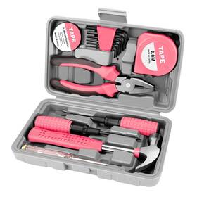 Tk-pk-13 Xdengp 13 Piece Pink Tool Set Mini Box For Women. Home Kit With Plastic S