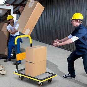 Yjtonwin 966234707408 Folding Hand Truck With Wheels Platform Cart Dolly Yellow