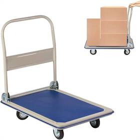 Yjtonwin 966234707415 Hand Truck Heavy Duty Folding Platform Cart Push Flatbed Blue
