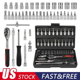 Zistel 941456723478 46pcs 1/4 Inch Metric Socket Set Torx Ratchet Driver Screwdriver Bit Wrench Tool Kit
