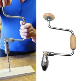 Zquloyo 765150681812 Carpenters Bit Brace Hand Crank Drill With 12-inch Swing Arm Steel And Wooden