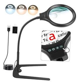 Nzv19b0611fdjw614 Zqxjxz Large 20x 10x Magnifying Glass With 36 Leds Light And Stand Hands Free