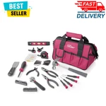 Hyper Tough 89 Piece Pink Household Tool Set, Home Repair Kit, 12 Pocket Bag New. Fixed Price $44.99.