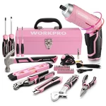 Workpro 75PCS Pink Tools Set Rotatable Cordless Screwdriver&household Kit. Fixed Price $73.99.