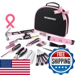 Workpro Pink Tool Kit - 236 Pieces Set Easy Carrying Round Pouch. Fixed Price $68.22.