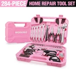 Workpro Pink Household Home Tool Kit, 284PC Mechanic Set With Socket. Fixed Price $47.99.