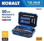 Kobalt 50 -piece Metric Standard (sae) Mechanics Tool Set With Hard Case. Fixed Price $34.98.