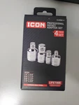 Icon Professional Socket Adapter Set Piece Chrome Moly Steel A123US-4 57324. Fixed Price $13.00.