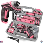 35PC Pink Tool Kit With 3.6V Usb Electric Screwdriver & Drill Set For Women. Fixed Price $78.39.