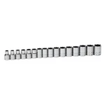 16-PIECE 1/2" Drive Shallow 6-PT. Metric Socket Set On Clip Rail, Williams 32943. Fixed Price $85.26.