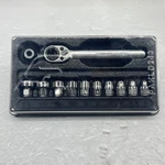 Snap-on Tools Usa 1/4 Drive 5-13 Metric Hex Low Profile Ratchet & Sockets RAT72A. Fixed Price $252.30.