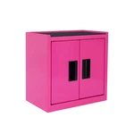 Hyper Tough Mini Tool Cabinet, 11.6-INCH Pink Steel Storage With Double Doors. Fixed Price $36.99.