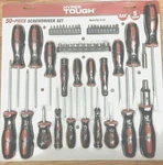 Hyper Tough 50 Piece Screwdriver Set Non-slip Ergonomic Grips Black/red. Fixed Price $19.99.