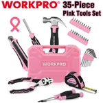 Workpro 35PCS Pink Tools Set Basic Household Kit W/storage Toolbox. Fixed Price $30.99.