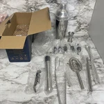 Vevor Cocktail Shaker Set, Stainless Steel Bar Tools With Bamboo Stand. Fixed Price $39.99.