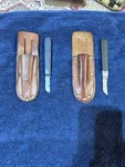 2 Vintage Robert Parker SK-55 Telephone Lineman Chipping Knife W Leather Sheath. Fixed Price $24.00.