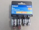 New - Kobalt 6604091 4PC Universal Adapter Set Free Shipping. Fixed Price $22.50.