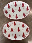 Euro Ceramica Winterfest Platter Christmas Trees Red And White (set Of 2). Fixed Price $34.99.