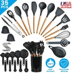 35PCS Silicone Cooking Utensils With Holder Non-stick Kitchen Gadgets Tools Set. Fixed Price $25.91.