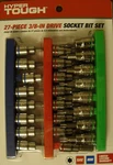 Hyper Tough 27-PIECE 3/8-INCH Drive Socket Set, Hex & Star Bits, Sae Metric. Fixed Price $17.95.