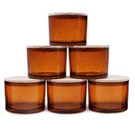 6 Pcs 18 Oz Thick Candle Jars Making Empty Wood Lids Sample Container Brown Kit. Fixed Price $46.69.