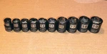 Stanley Black Chrome 10 Piece Shallow Metric 6 Point Socket Set For 3/8" Drive. Fixed Price $27.95.