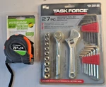 Task Force 27 Pc Mechanics Tool Set #0129186 & Pittsburgh 25FT X 1" Tape Measure. Fixed Price $17.99.