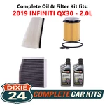 2019 Infiniti QX30 2.0L Complete Oil, Air & Cabin Filter Kit (0W-40). Fixed Price $141.95.