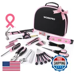 Workpro Pink Tool Kit - 236 Pieces Set Easy Carrying Round Pouch. Fixed Price $61.48.