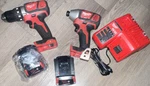 Milwaukee Drill/driver & Impact Set, Batteries, M12/M18 Charger,bag. Fixed Price $160.00.