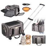 Vevor Cat Carrier With Wheels Airline Approved Rolling Pet 25 Lbs Grey. Fixed Price $56.99.