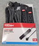 Hyper Tough 2-PACK 8 Foot Power Strips With 6 Outlets & Braided Cord Indoor Nwt. Fixed Price $12.43.