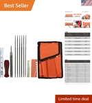 Universal Chainsaw File Set - 12 Piece With Ergonomic Handle & Quick Gauge Tool. Fixed Price $26.50.