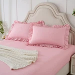 3-PIECES Ruffle Pillow Case & Fitted Set, Light Pink Queen Sheets With 2 Ruff.... Fixed Price $24.85.