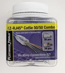 Platinum Tools 202015J EZ-RJ45 CAT5E 50/50 Combo 100PC Jar. Fixed Price $36.00.
