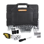 Vevor 121-PIECE Mechanics Tool Set 1/4"&3/8"&1/2", Silver. Fixed Price $114.08.