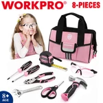 Workpro 9PIECE Kid Real Hand Tool Set Pink Junior Kit Children Diy Building. Fixed Price $34.99.