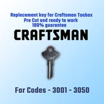 3001-3050. Replacement Key For Craftsman Tool Box Lock. Pre Cut Your Code.. Fixed Price $6.99.
