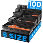 A-lugei 6PCS Tool Box Organizer Tray Set Black Plastic Drawer Divider Garage Wor. Fixed Price $73.70.