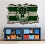 Milwaukee Bucks Wall Art Decal Logo 3D Smashed Basketball Print Decor Sticker. Fixed Price $40.95.